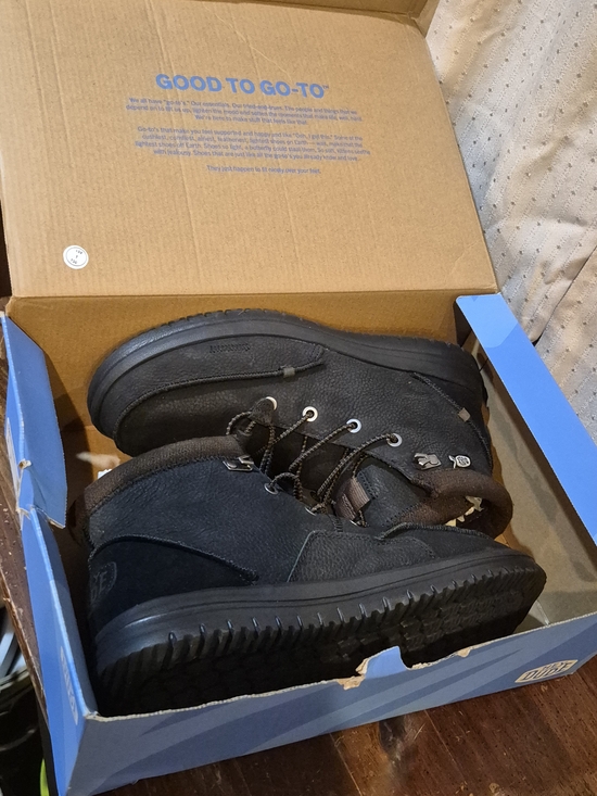 HEYDUDE Bradley Men’s Size 10 Leather Ankle Boots Black 40189-001 New With Box main image 8